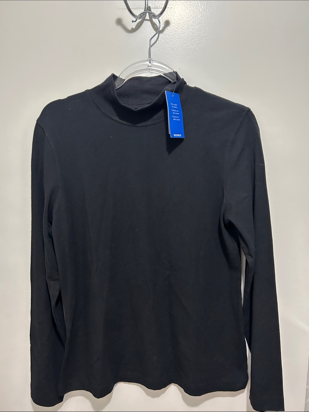 Croft & Barrow Black Mock Neck Long Sleeve Top Size M